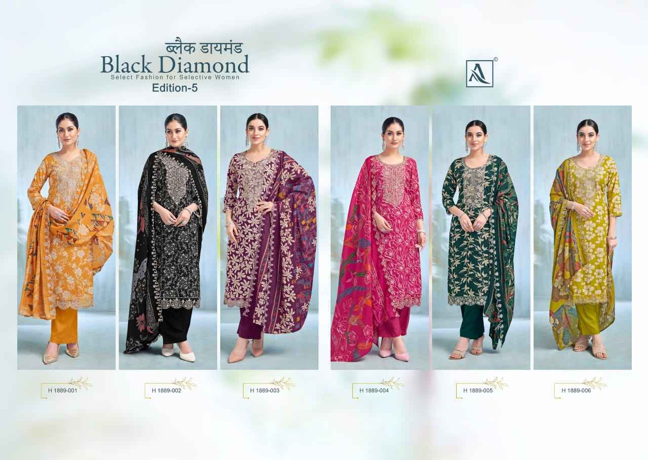 Alok Suits Black Diamond Edition-5 Rayon Dress Material - Wholesale Surat Market (6 pcs Catalogue)