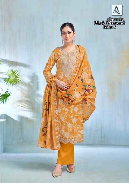 Alok Suits Black Diamond Edition-5 Rayon Dress Material - Wholesale Surat Market (6 pcs Catalogue)