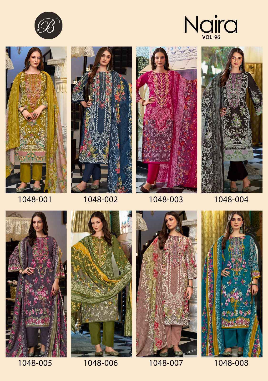 Belliza Designer Naira Vol 96 Wholesale Cotton Dress Material (8 pcs Cataloge )