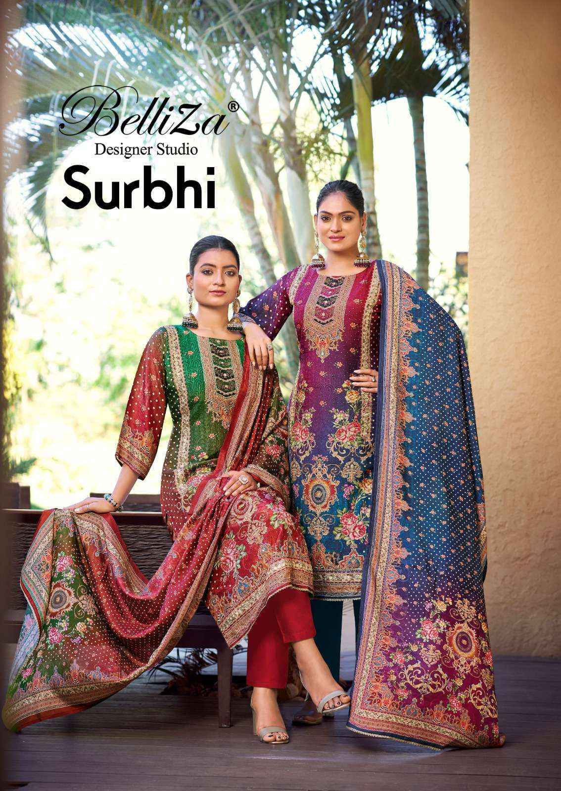Belliza Designer Surbhi Viscouse Musline Pakistani suits ( 3 pcs Catalogue )