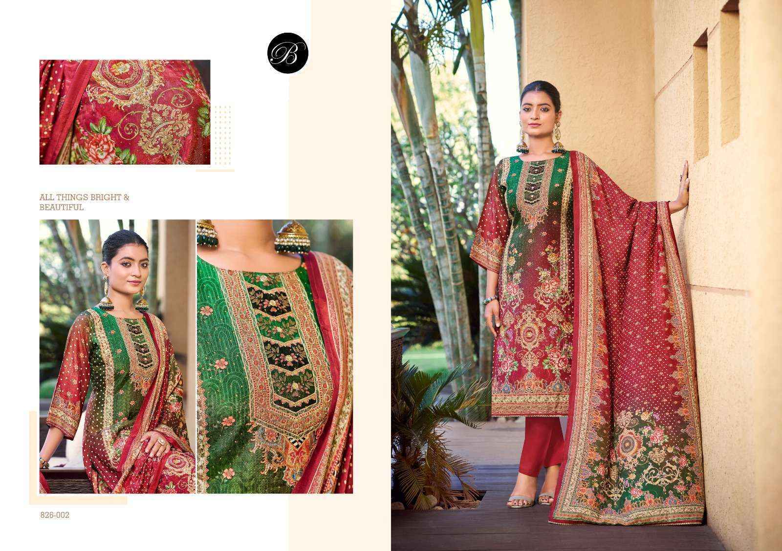 Belliza Designer Surbhi Viscouse Musline Pakistani suits ( 3 pcs Catalogue )