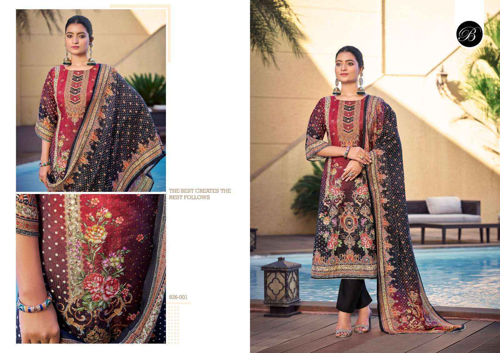 Belliza Designer Surbhi Viscouse Musline Pakistani suits ( 3 pcs Catalogue )