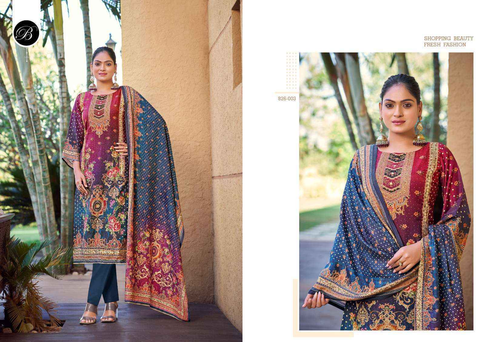 Belliza Designer Surbhi Viscouse Musline Pakistani suits ( 3 pcs Catalogue )