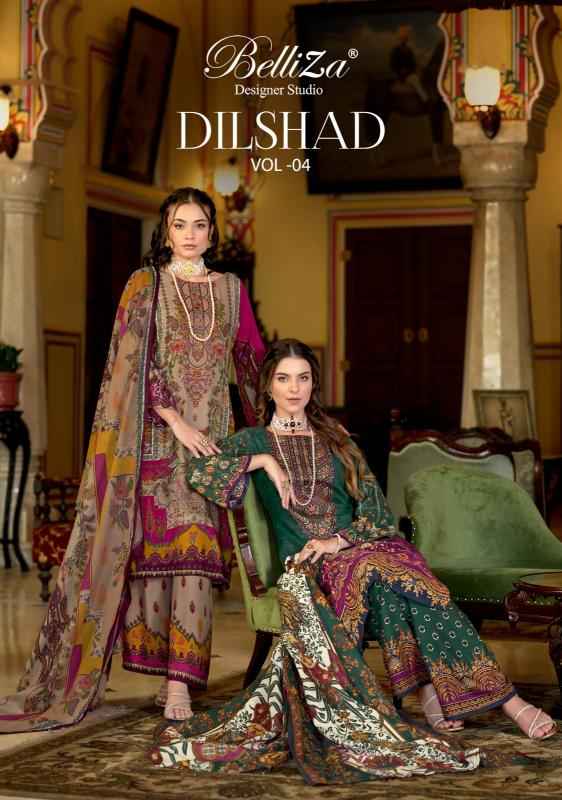 Belliza Dilshad Vol 4 Suits New Catalog Wholesale Price ( 8 Pcs Catalogue )