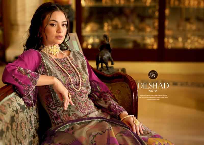 Belliza Dilshad Vol 4 Suits New Catalog Wholesale Price ( 8 Pcs Catalogue )