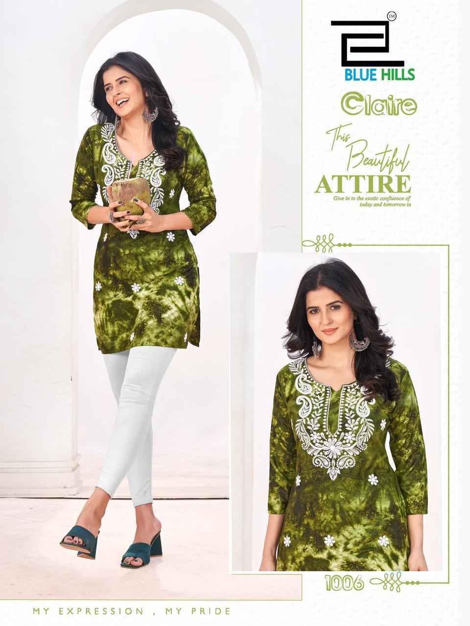 Blue Hills Claire Heavy Rayon Short Kurti ( 6 pcs Catalogue )