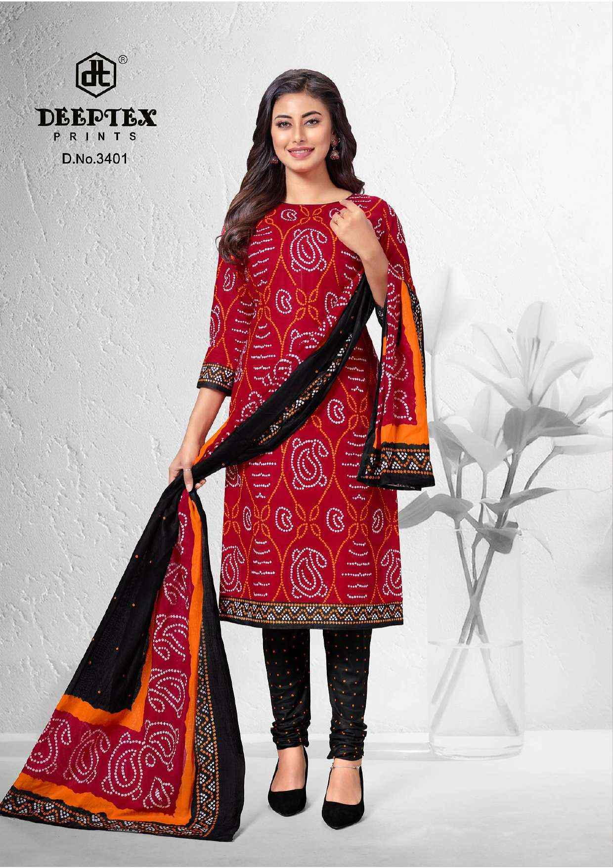 Deeptex Prints Classic Chunaris Vol 34 Bandhni Cotton Suits Wholesale ( 10 pcs Catalogue )