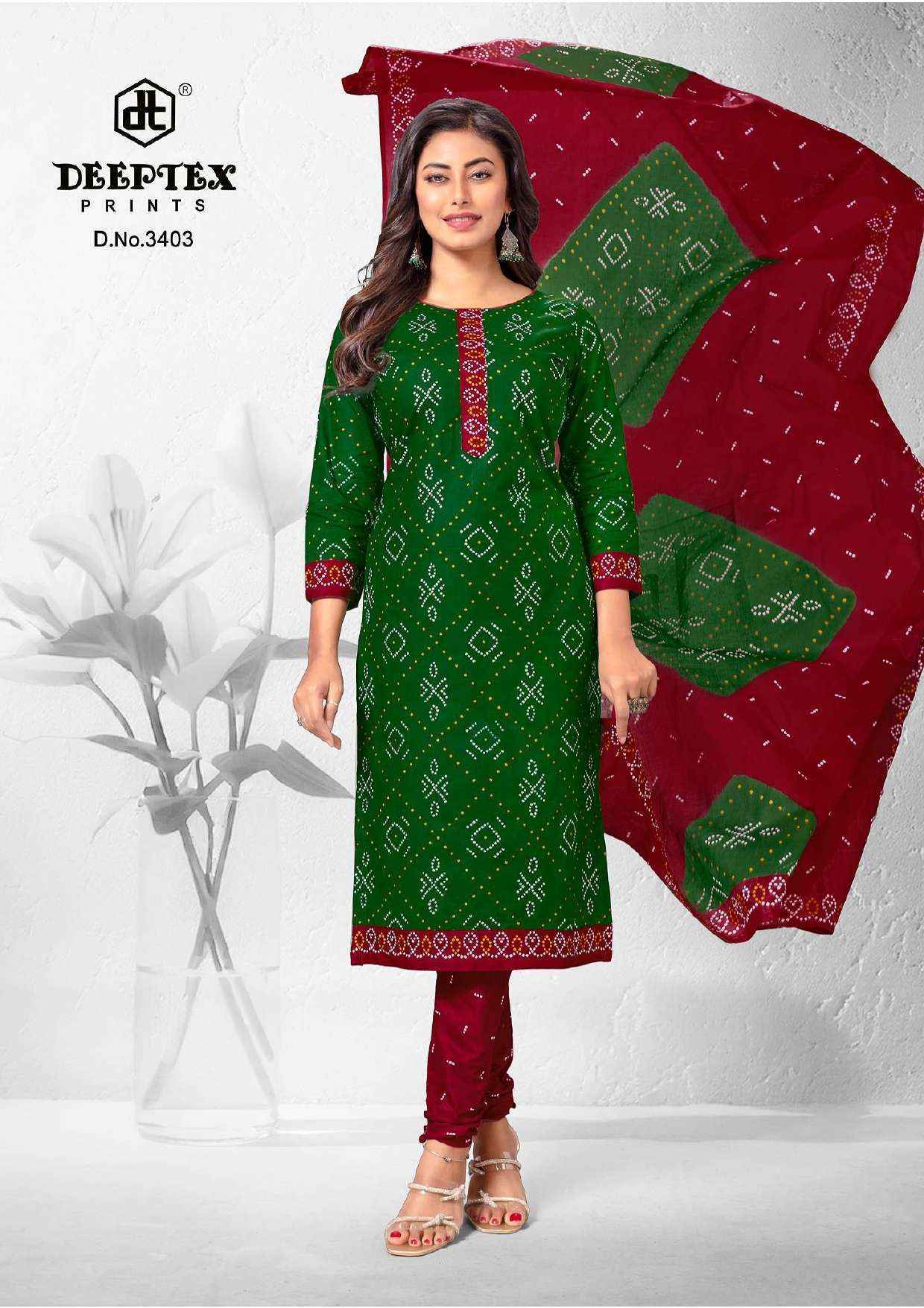 Deeptex Prints Classic Chunaris Vol 34 Bandhni Cotton Suits Wholesale ( 10 pcs Catalogue )