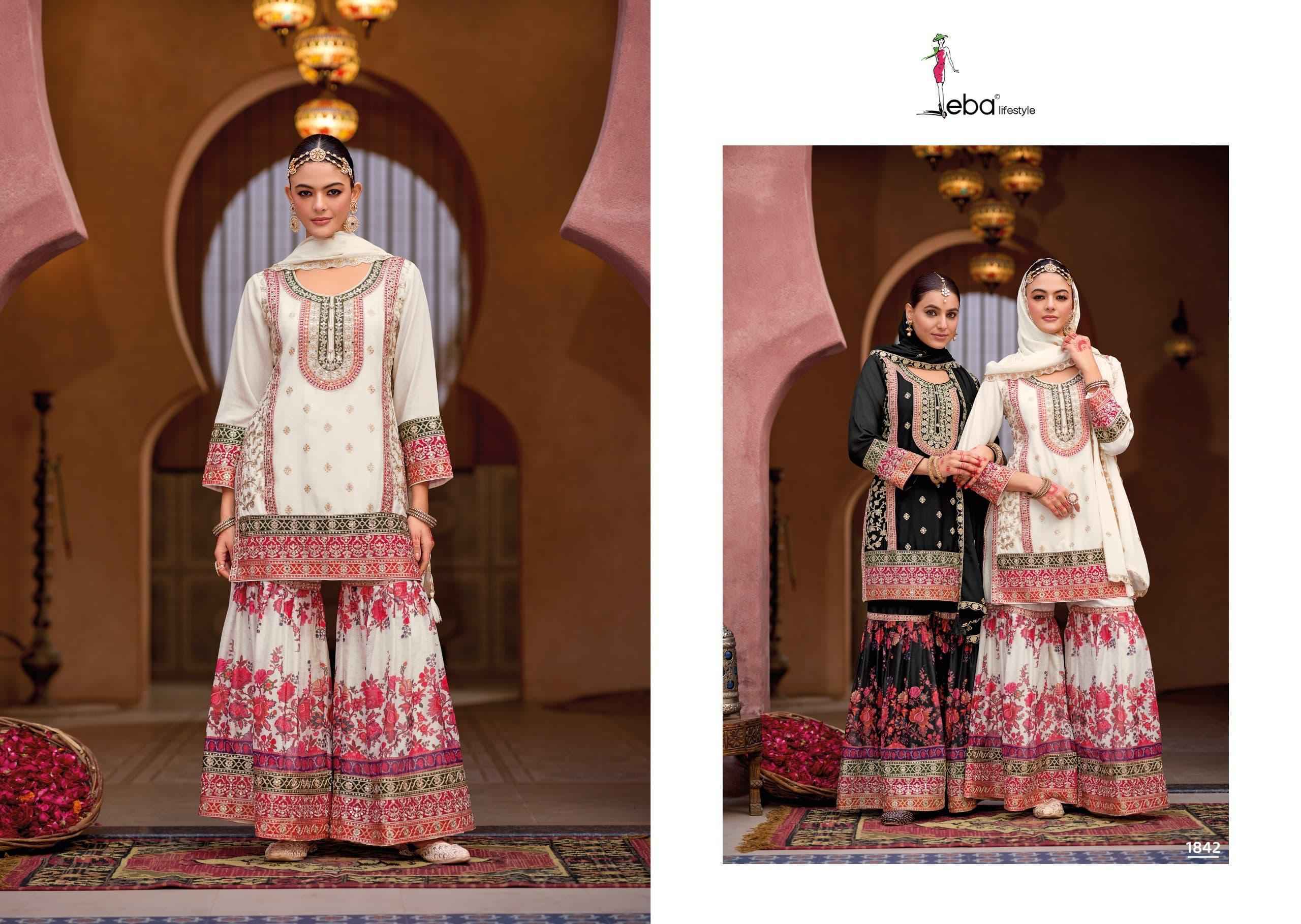 Eba Lifestyle Rang Black & White Readymade Chinon Dress Wholesale Price  (2 pcs Catalogue)