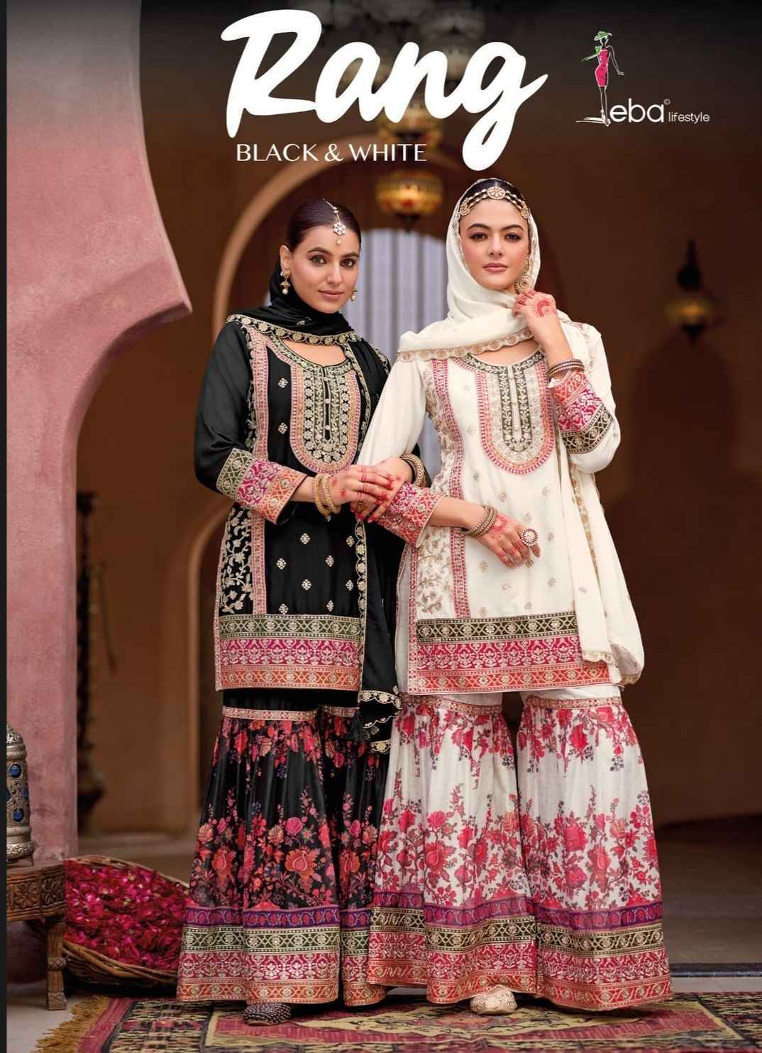 Eba Lifestyle Rang Black & White Readymade Chinon Dress Wholesale Price  (2 pcs Catalogue)