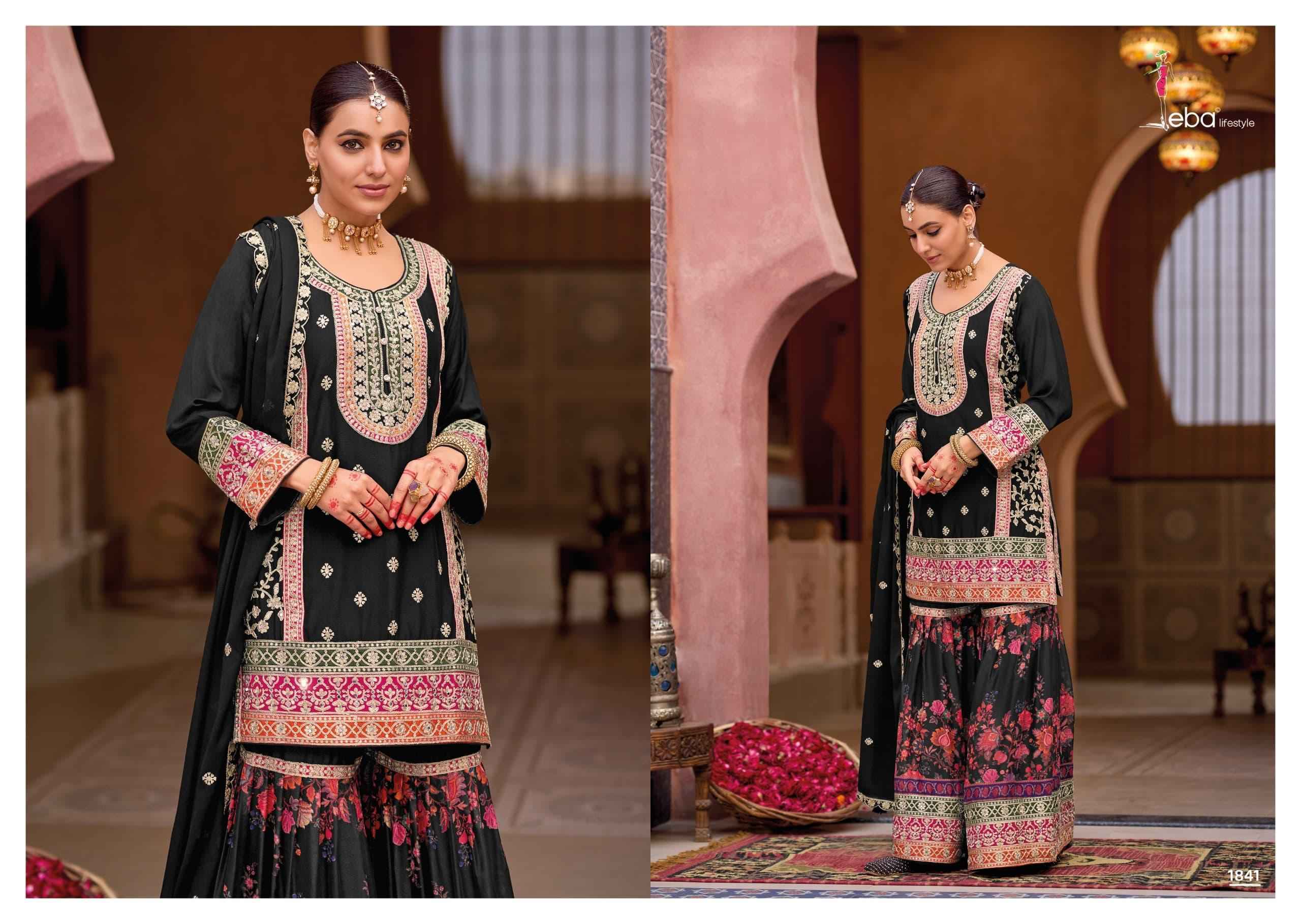 Eba Lifestyle Rang Black & White Readymade Chinon Dress Wholesale Price  (2 pcs Catalogue)