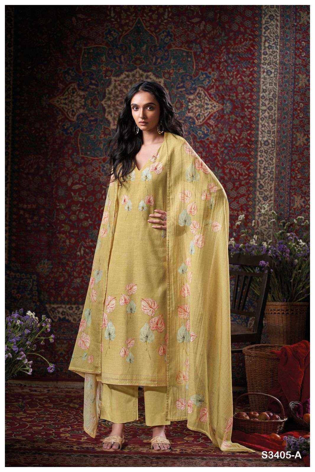 Ganga Fashion Cora 3405 Fancy Work Cotton Salwar Kameez Wholesale Price ( 4 Pcs Catalog )