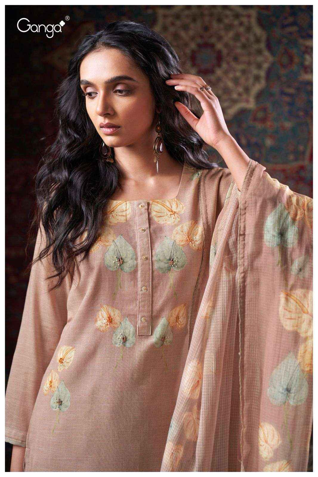 Ganga Fashion Cora 3405 Fancy Work Cotton Salwar Kameez Wholesale Price ( 4 Pcs Catalog )