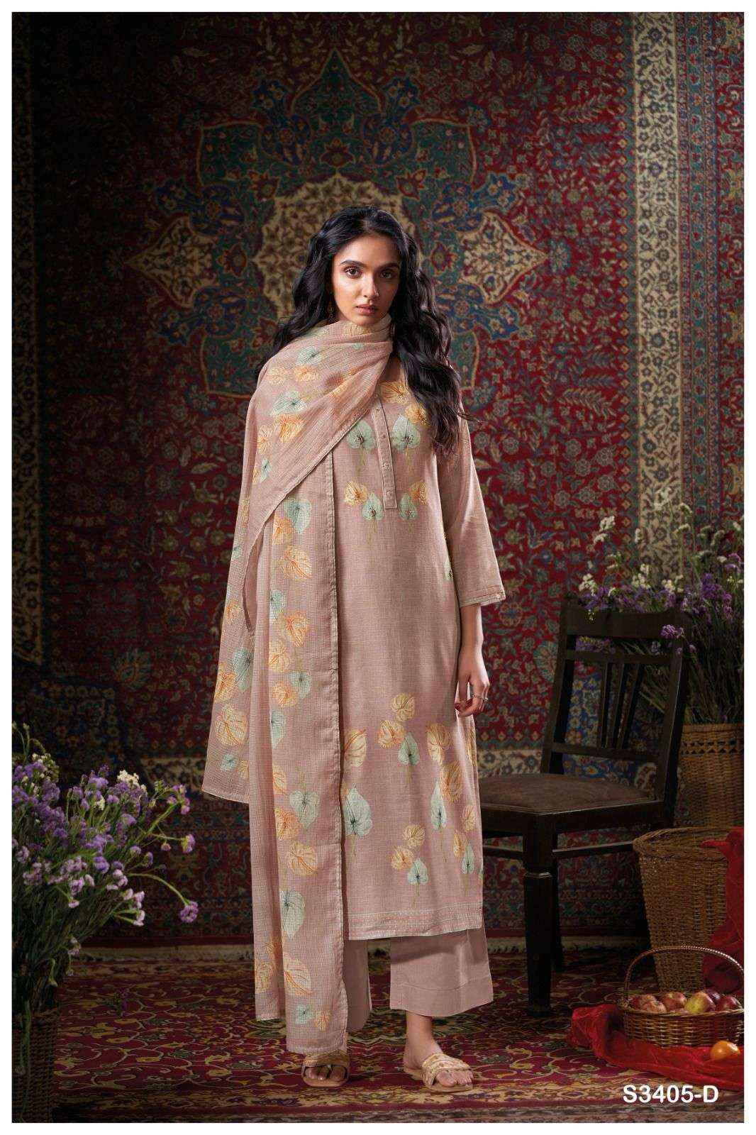 Ganga Fashion Cora 3405 Fancy Work Cotton Salwar Kameez Wholesale Price ( 4 Pcs Catalog )