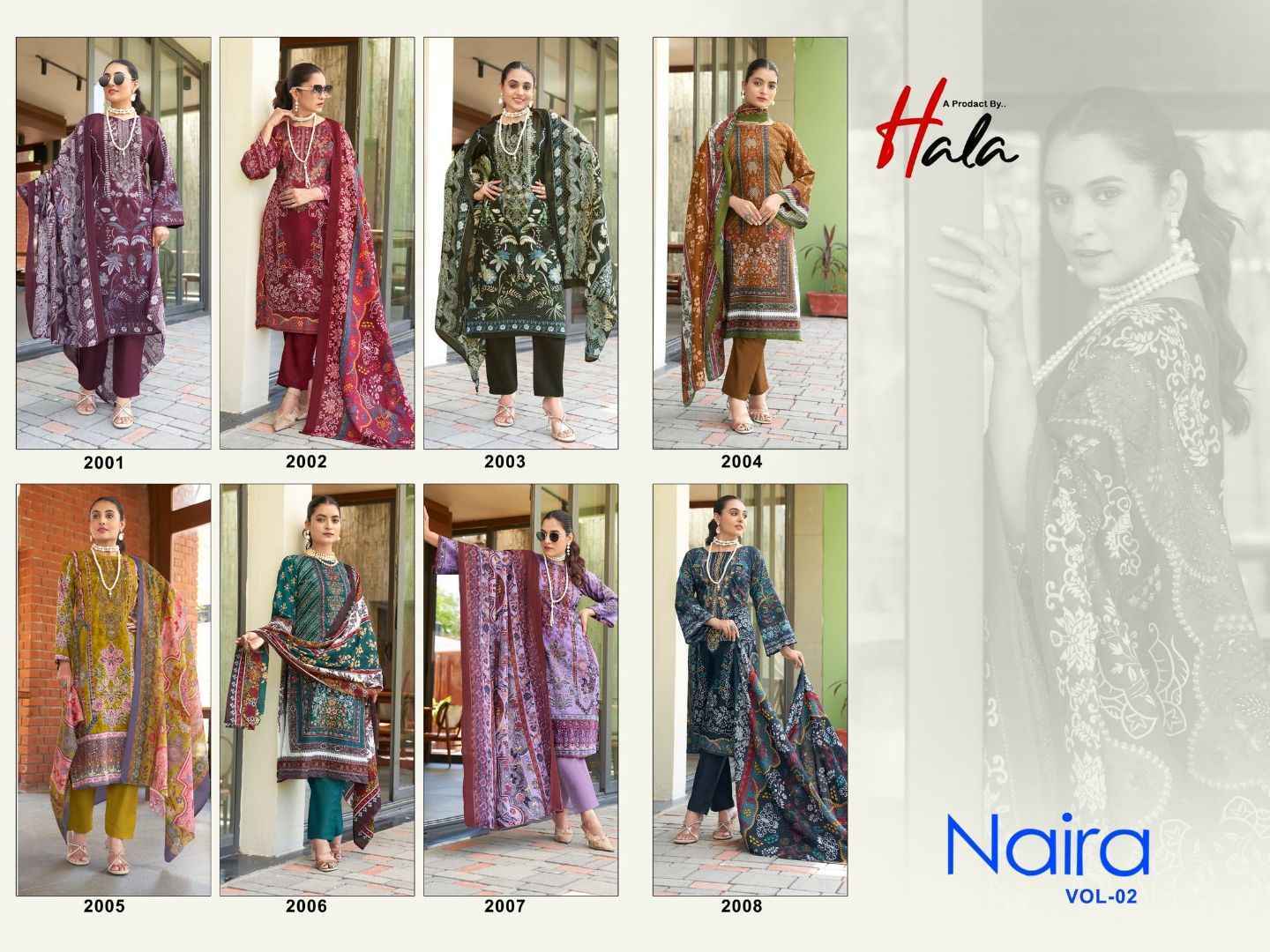 Hala Naira Vol 2 Cotton Pakistani Suits Surat Wholesaler ( 8 pcs Catalogue )