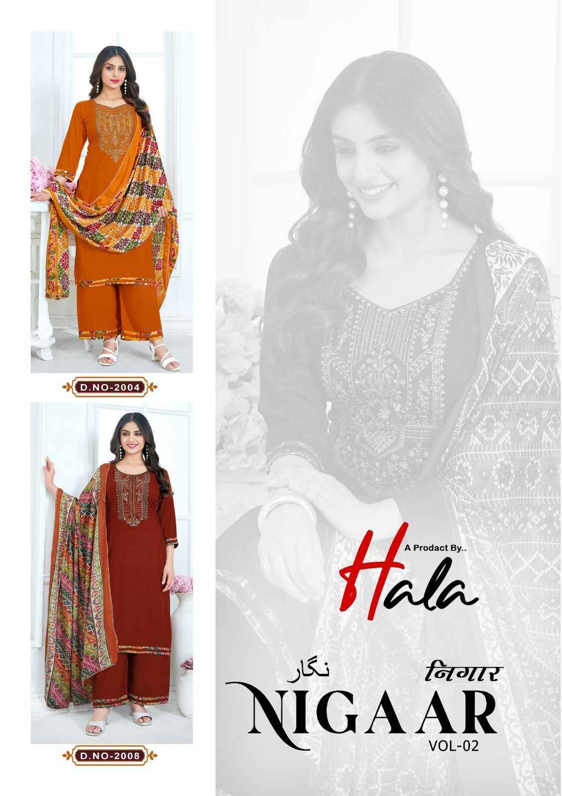 Hala Nigaar Vol 2 Rayon Suits Latest Catalog Online Shopping ( 8 pcs Catalogue )