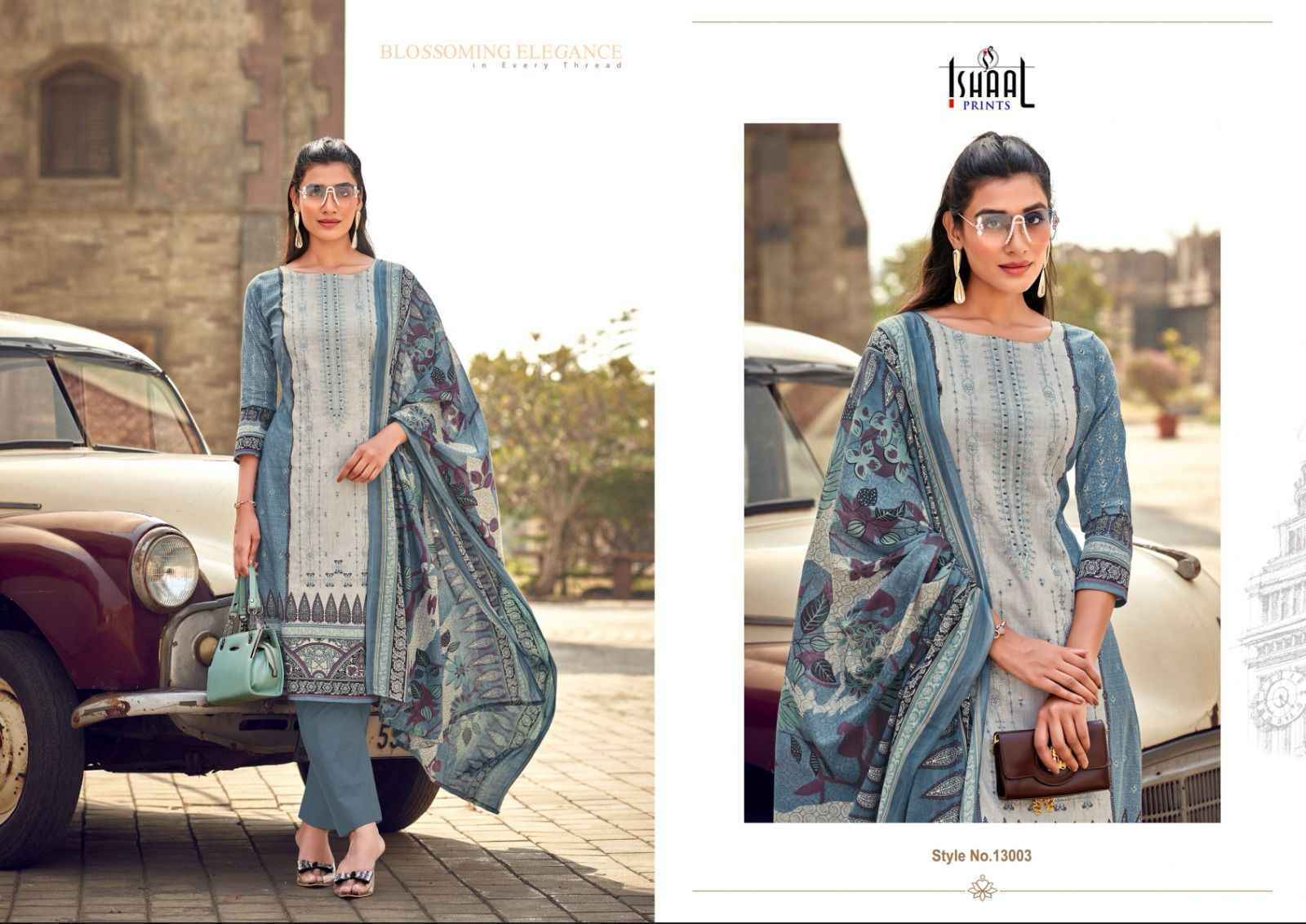Ishaal Prints Embroidered Vol-13 Lawn Cotton Pkaistani Suits (10 pcs Catalogue)