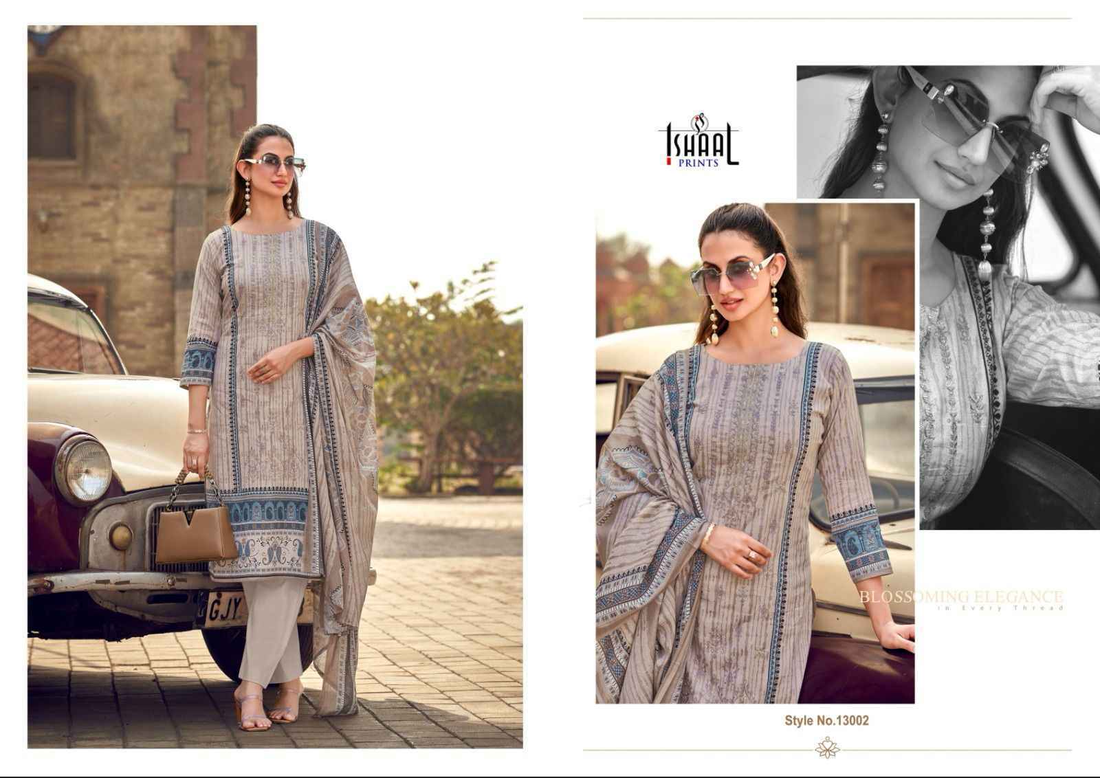 Ishaal Prints Embroidered Vol-13 Lawn Cotton Pkaistani Suits (10 pcs Catalogue)