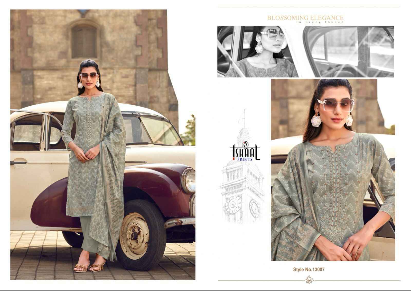 Ishaal Prints Embroidered Vol-13 Lawn Cotton Pkaistani Suits (10 pcs Catalogue)
