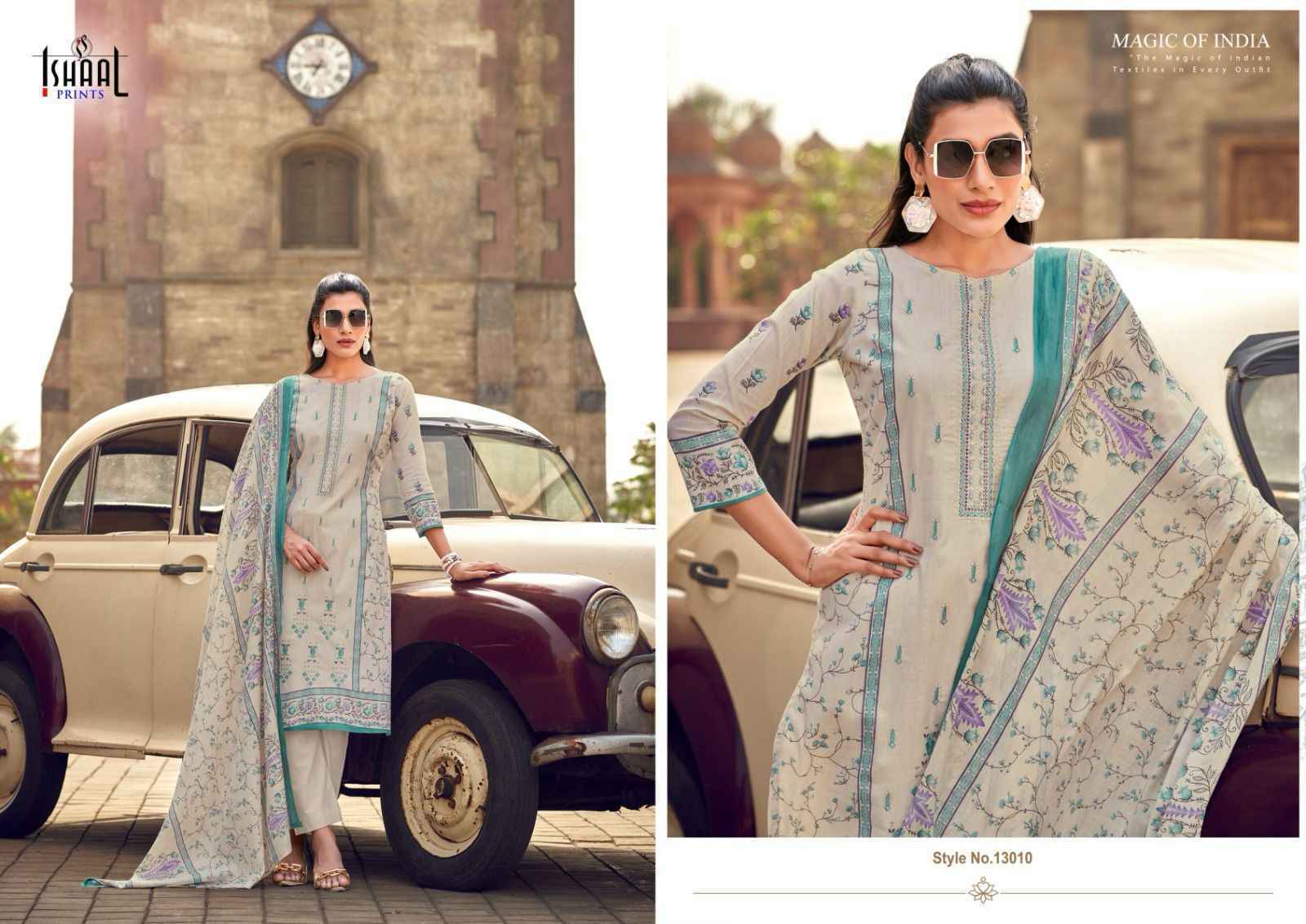 Ishaal Prints Embroidered Vol-13 Lawn Cotton Pkaistani Suits (10 pcs Catalogue)