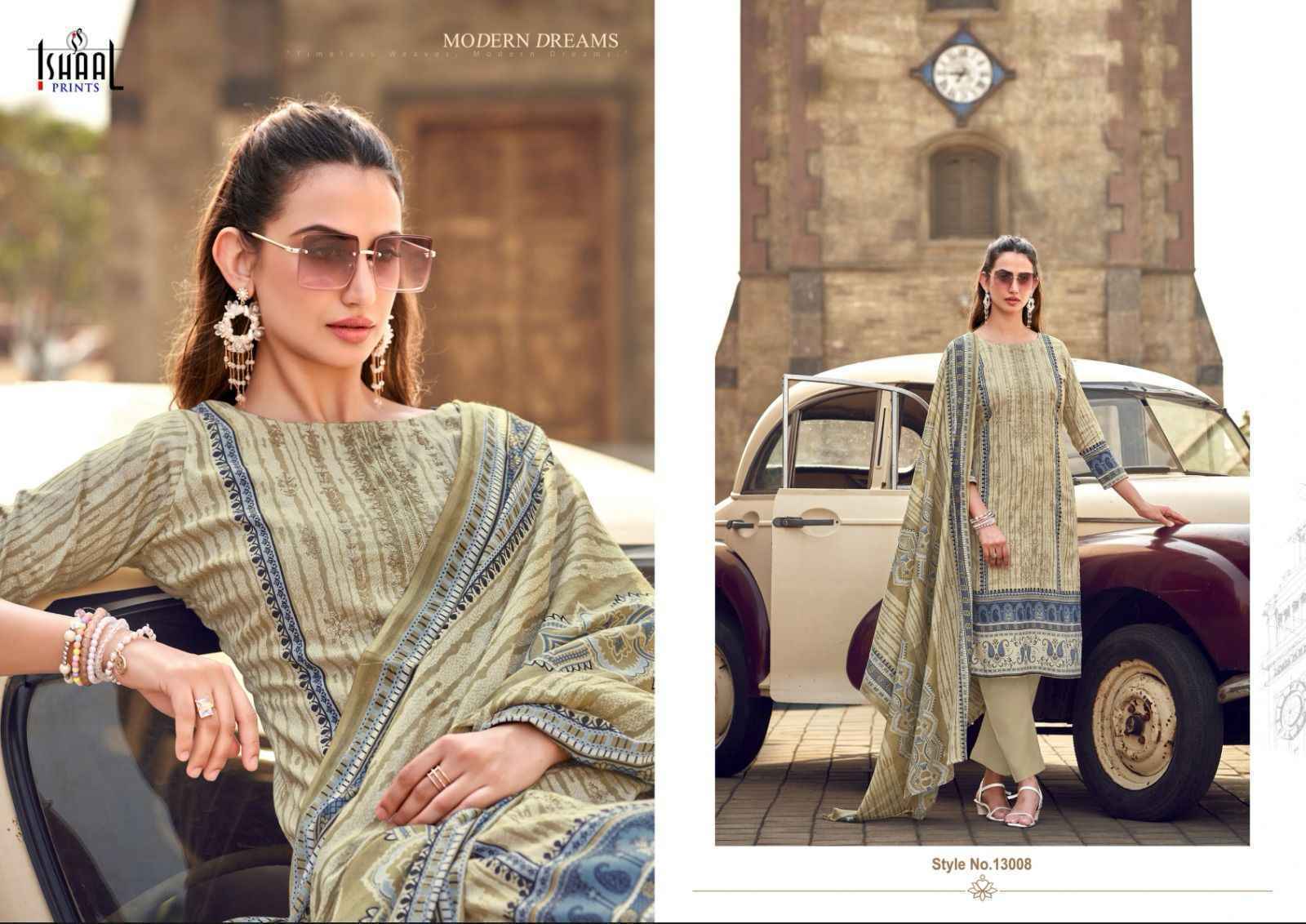 Ishaal Prints Embroidered Vol-13 Lawn Cotton Pkaistani Suits (10 pcs Catalogue)