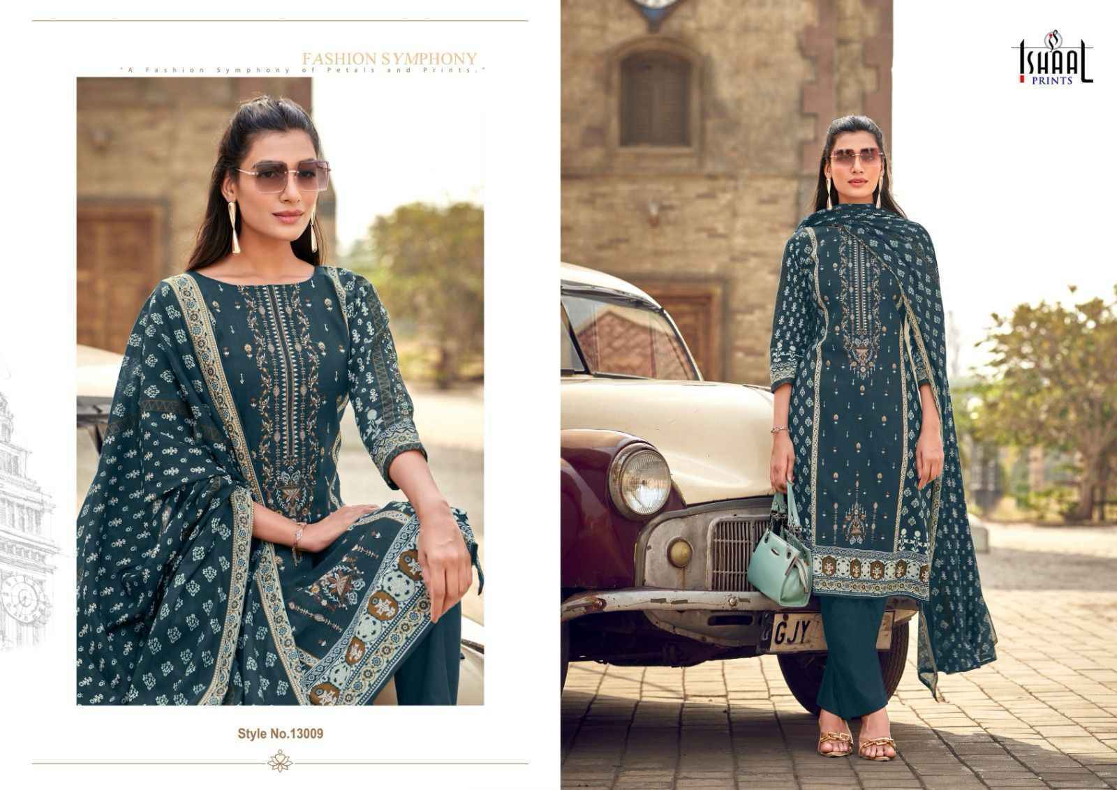 Ishaal Prints Embroidered Vol-13 Lawn Cotton Pkaistani Suits (10 pcs Catalogue)