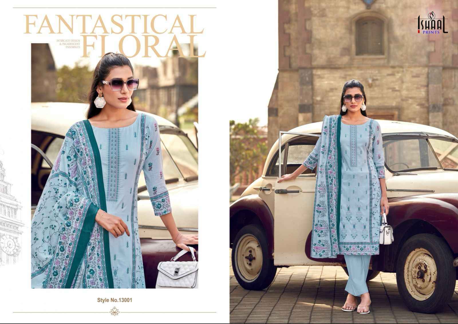 Ishaal Prints Embroidered Vol-13 Lawn Cotton Pkaistani Suits (10 pcs Catalogue)