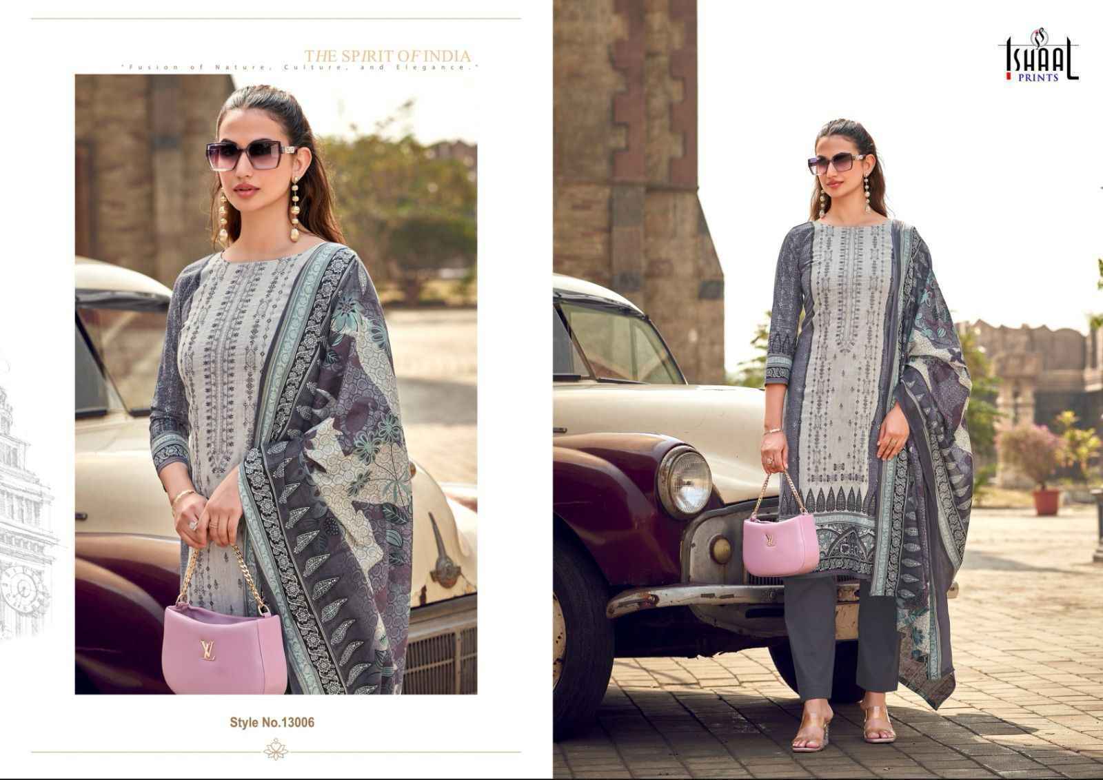 Ishaal Prints Embroidered Vol-13 Lawn Cotton Pkaistani Suits (10 pcs Catalogue)
