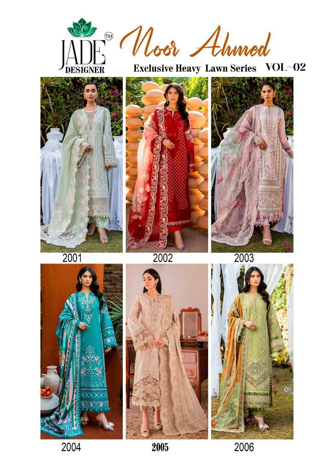Jade Noor Aahmed Vol 2 Lawn Cotton Dress Material ( 6 pcs Catalogue )