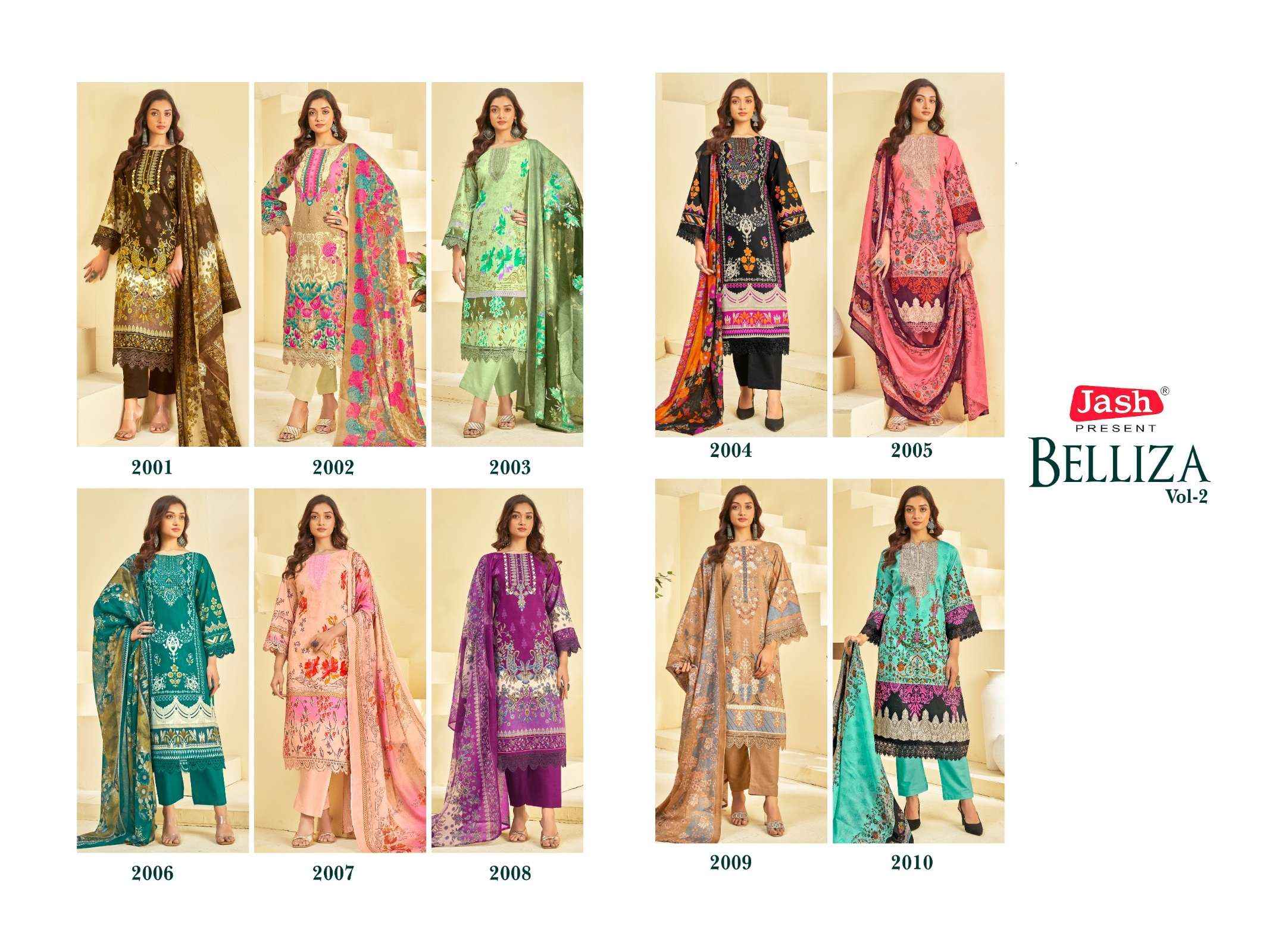 Jash Belliza Vol 2 Cotton Pakistani Salwar Kameez ( 10 Pcs catalogue )