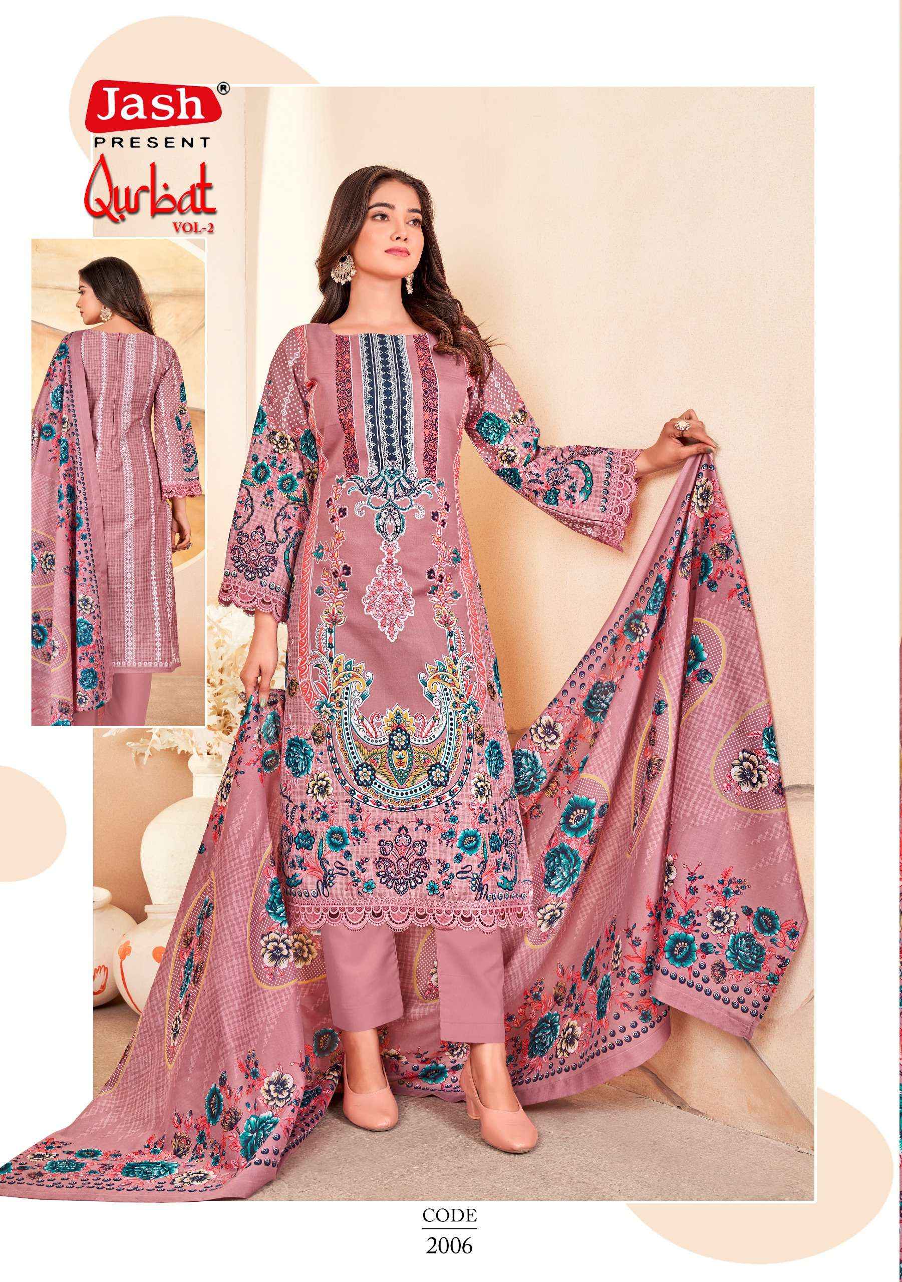 JASH QURBAT VOL 2 COTTON PAKISTANI DRESS MATERIAL ( 8 PCS CATALOGUE )