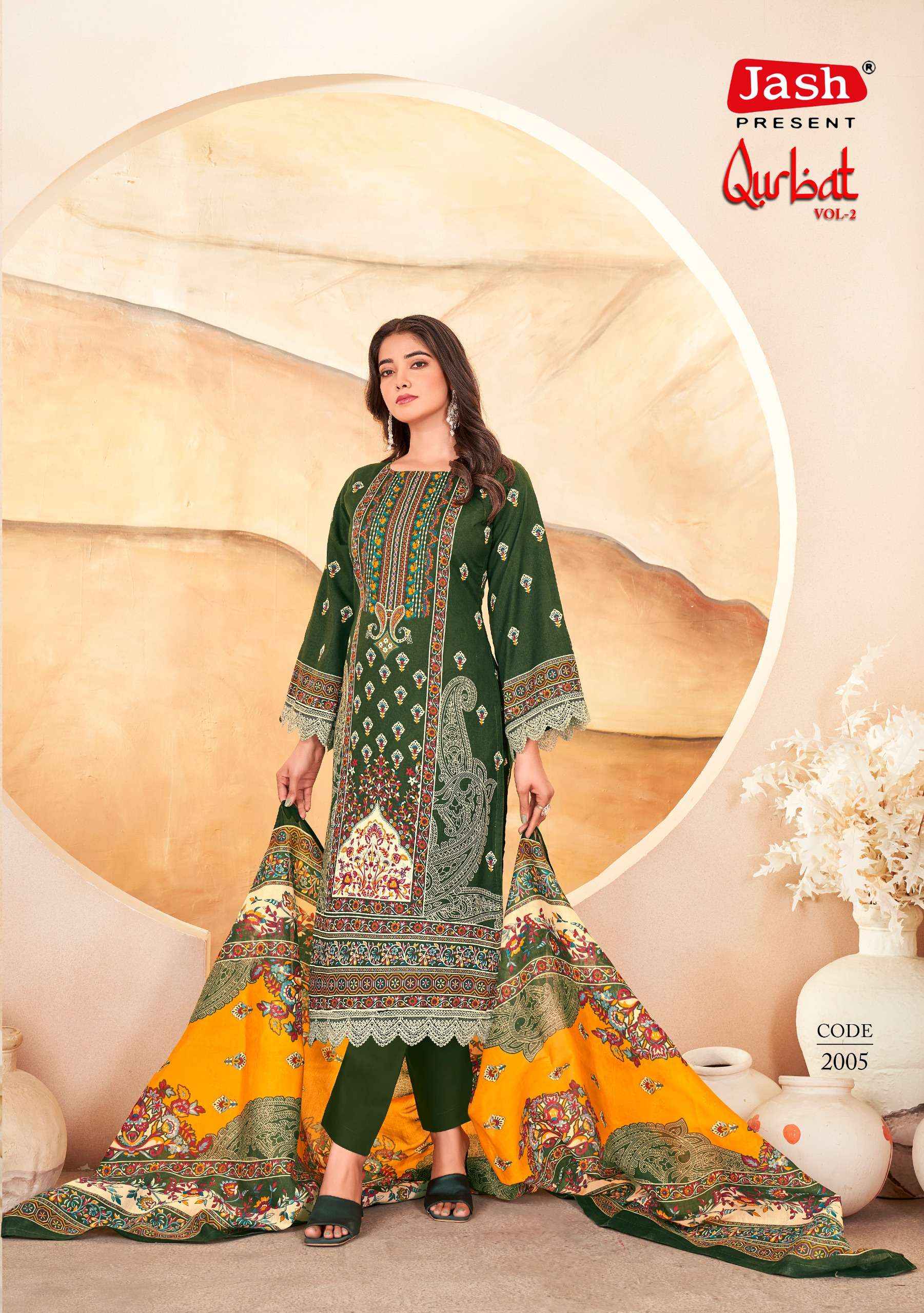 JASH QURBAT VOL 2 COTTON PAKISTANI DRESS MATERIAL ( 8 PCS CATALOGUE )
