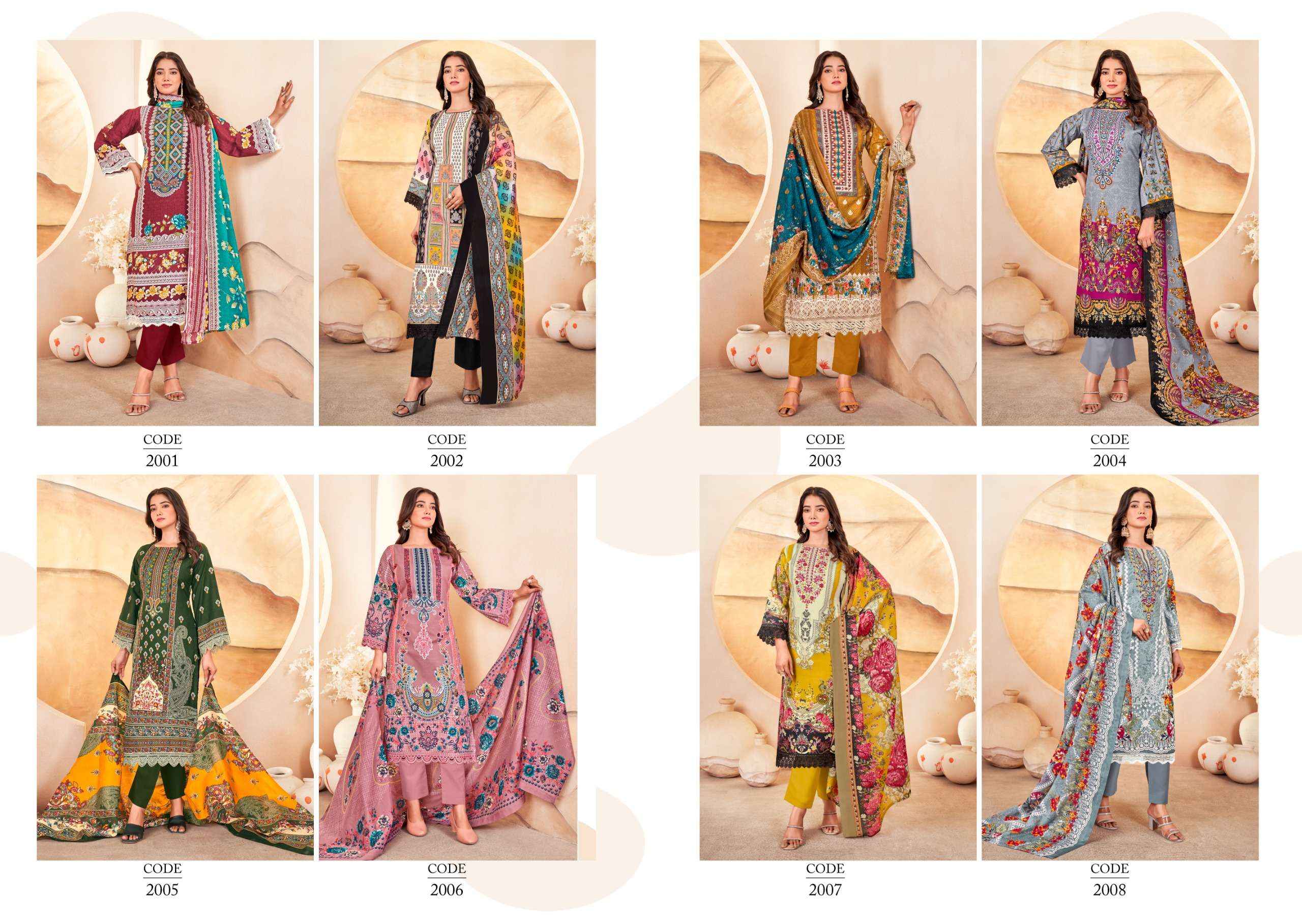 JASH QURBAT VOL 2 COTTON PAKISTANI DRESS MATERIAL ( 8 PCS CATALOGUE )