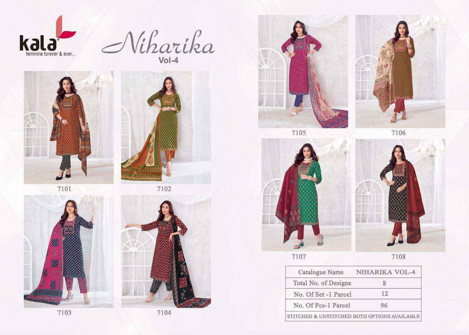Kala Niharika Vol 4 Cotton Dress Material - Surat Wholesale Market ( 8 pcs Catalogue )