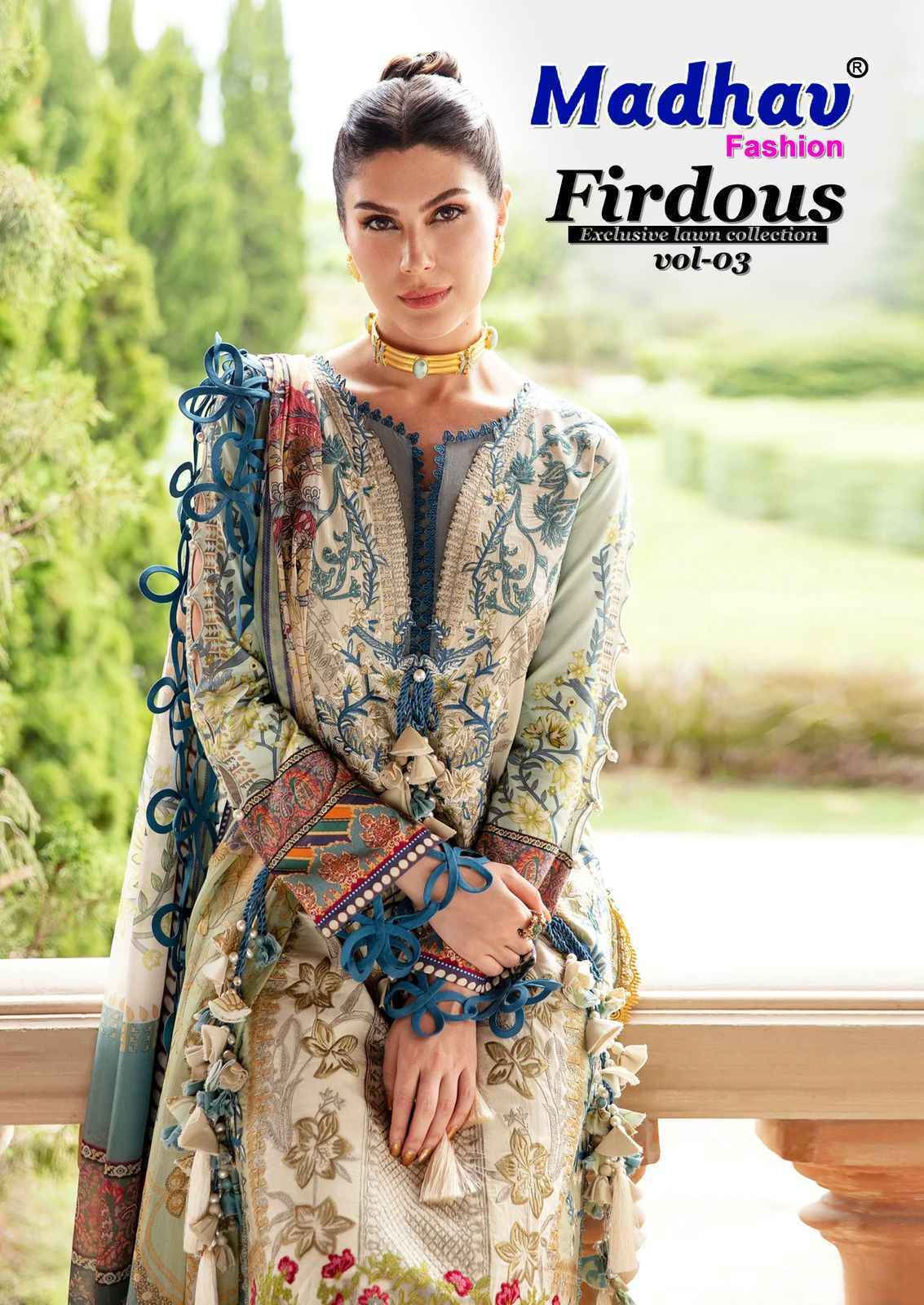 Madhav Fashion Firdous Vol-3 Cotton Pakistani Suits (6 pcs Catalogue)
