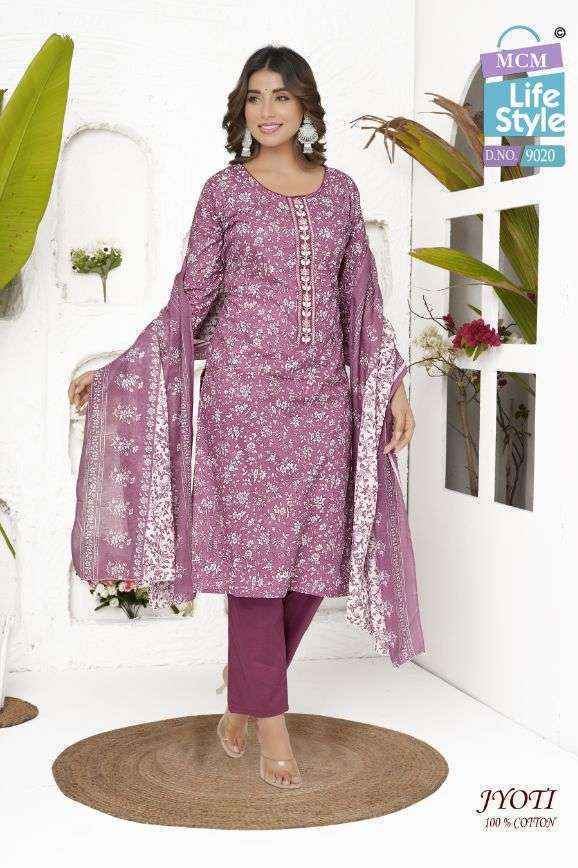 MCM Lifestyle Jyoti Cotton Readymade Suits (16 pcs Catalogue)