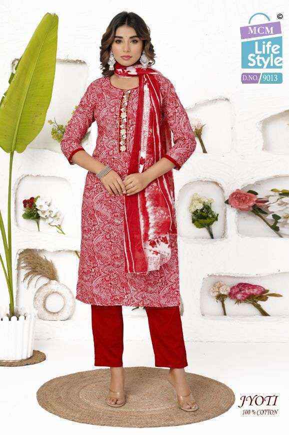 MCM Lifestyle Jyoti Cotton Readymade Suits (16 pcs Catalogue)