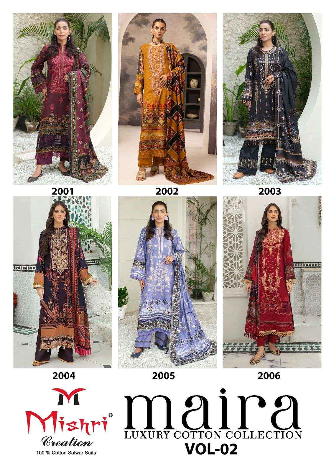 MISHRI CREATION MAIRA VOL 2 COTTON KARACHI PAKISTANI SUITS ( 6 PCS CATALOGUE )