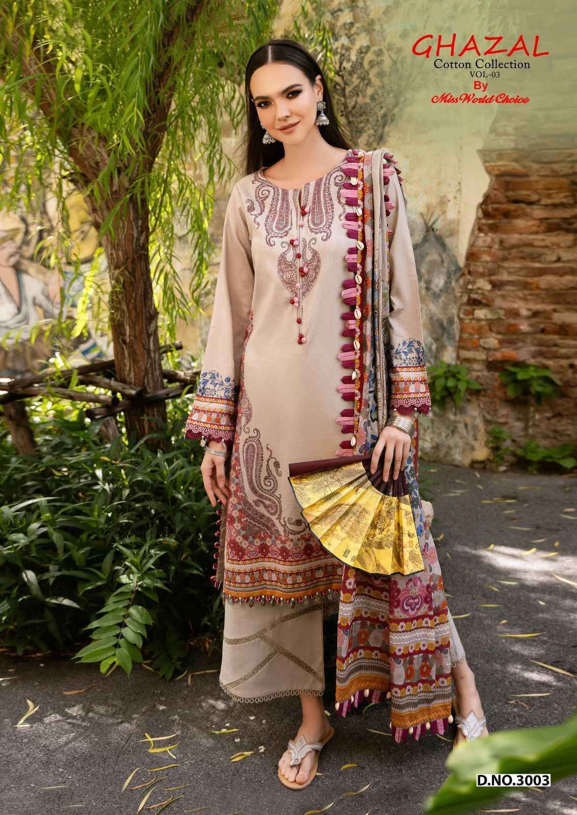 Miss World Choice Ghazal Vol 3 Cotton Pakistani Dress Material ( 6 pcs Catalogue )