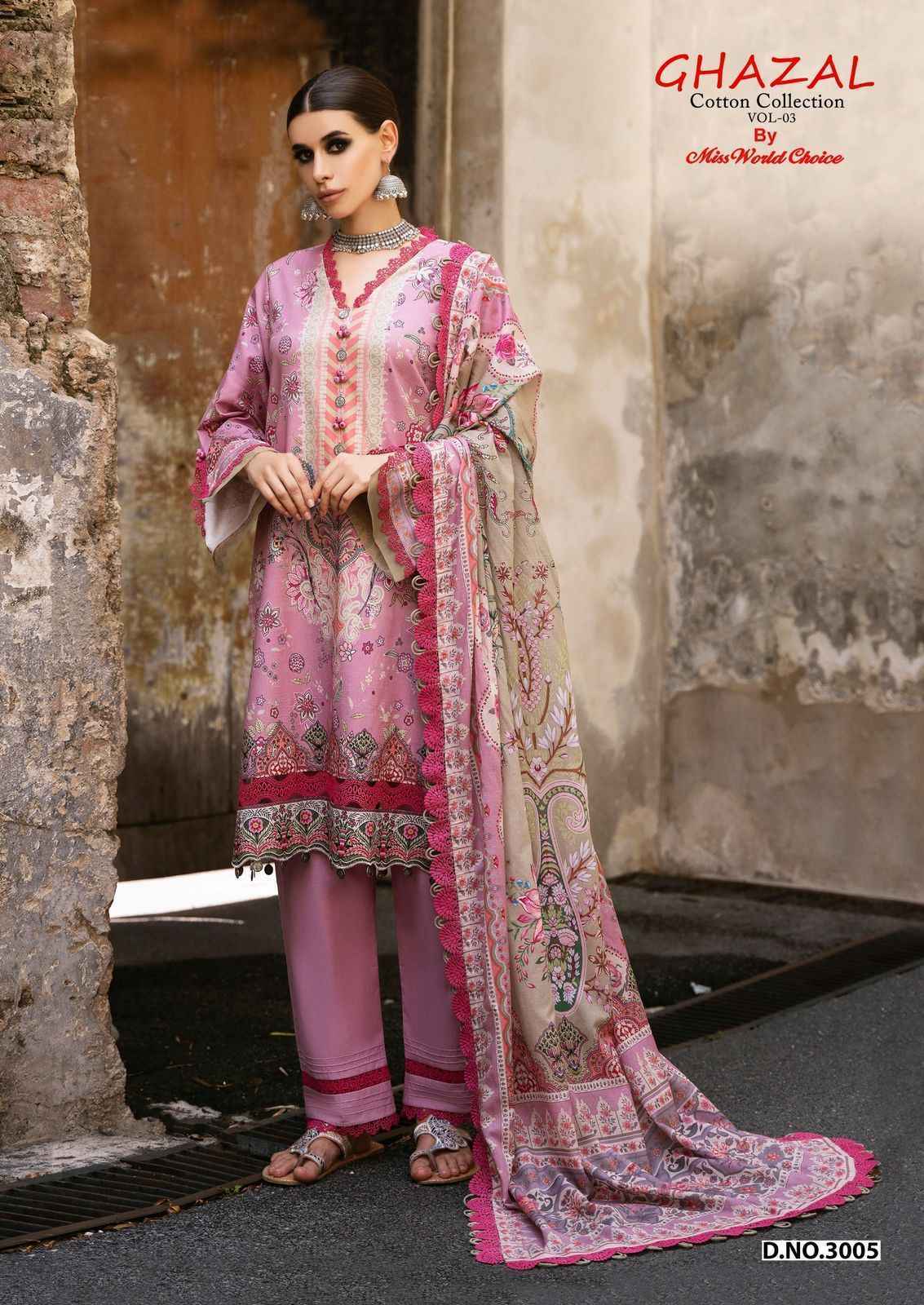 Miss World Choice Ghazal Vol 3 Cotton Pakistani Dress Material ( 6 pcs Catalogue )
