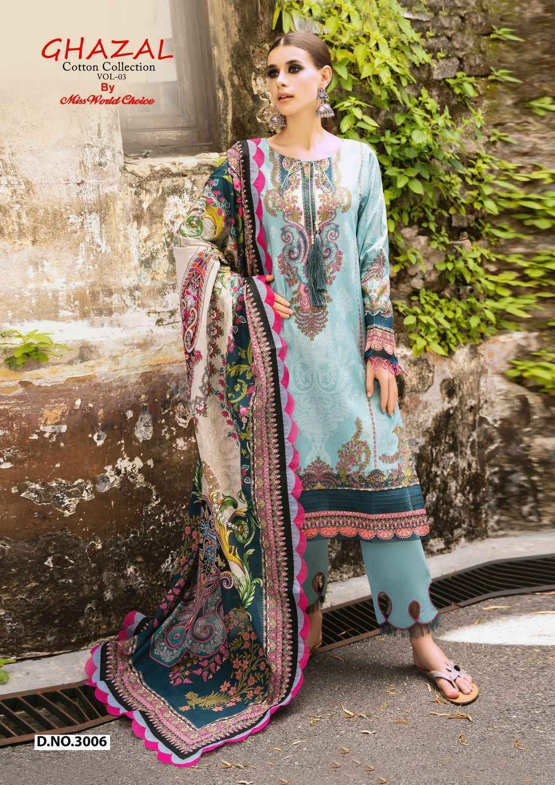 Miss World Choice Ghazal Vol 3 Cotton Pakistani Dress Material ( 6 pcs Catalogue )