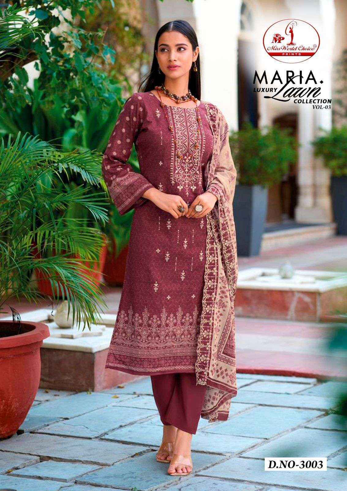 Miss World Choice Maria Lawn Vol 3 Wholesale - Pakistani Suits ( 6 Pcs Catalogue )