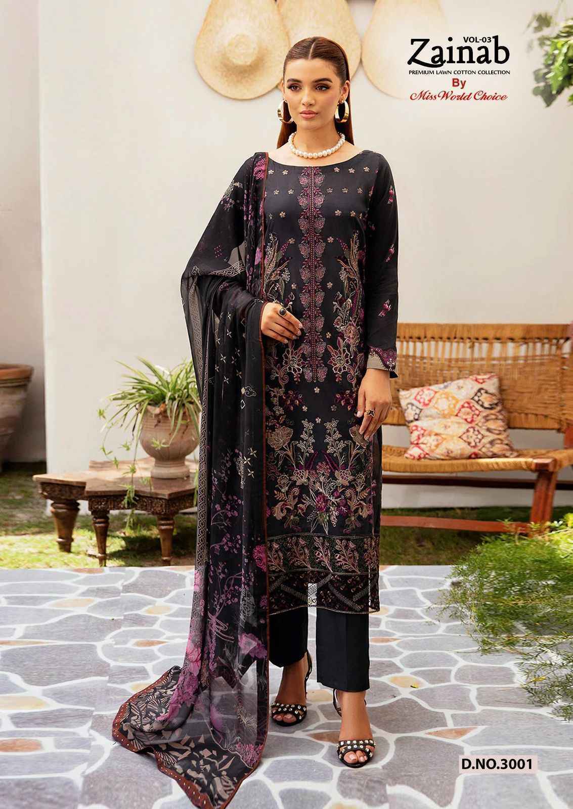 Miss World Choice Zainab Vol-3 Lawn Cotton Pakistani Suits (6 pcs Catalogue)