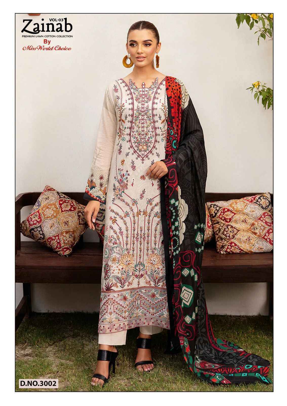 Miss World Choice Zainab Vol-3 Lawn Cotton Pakistani Suits (6 pcs Catalogue)