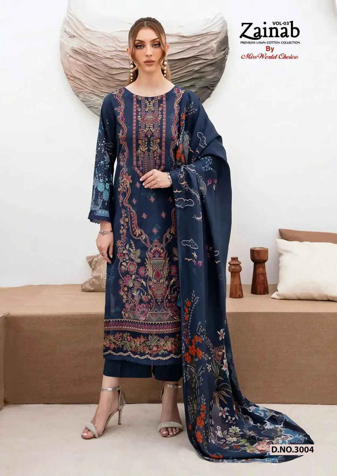 Miss World Choice Zainab Vol-3 Lawn Cotton Pakistani Suits (6 pcs Catalogue)