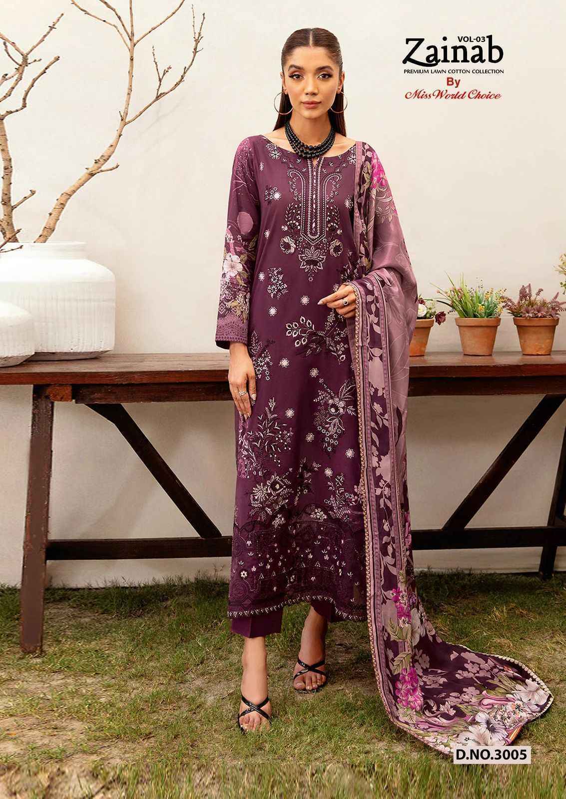 Miss World Choice Zainab Vol-3 Lawn Cotton Pakistani Suits (6 pcs Catalogue)