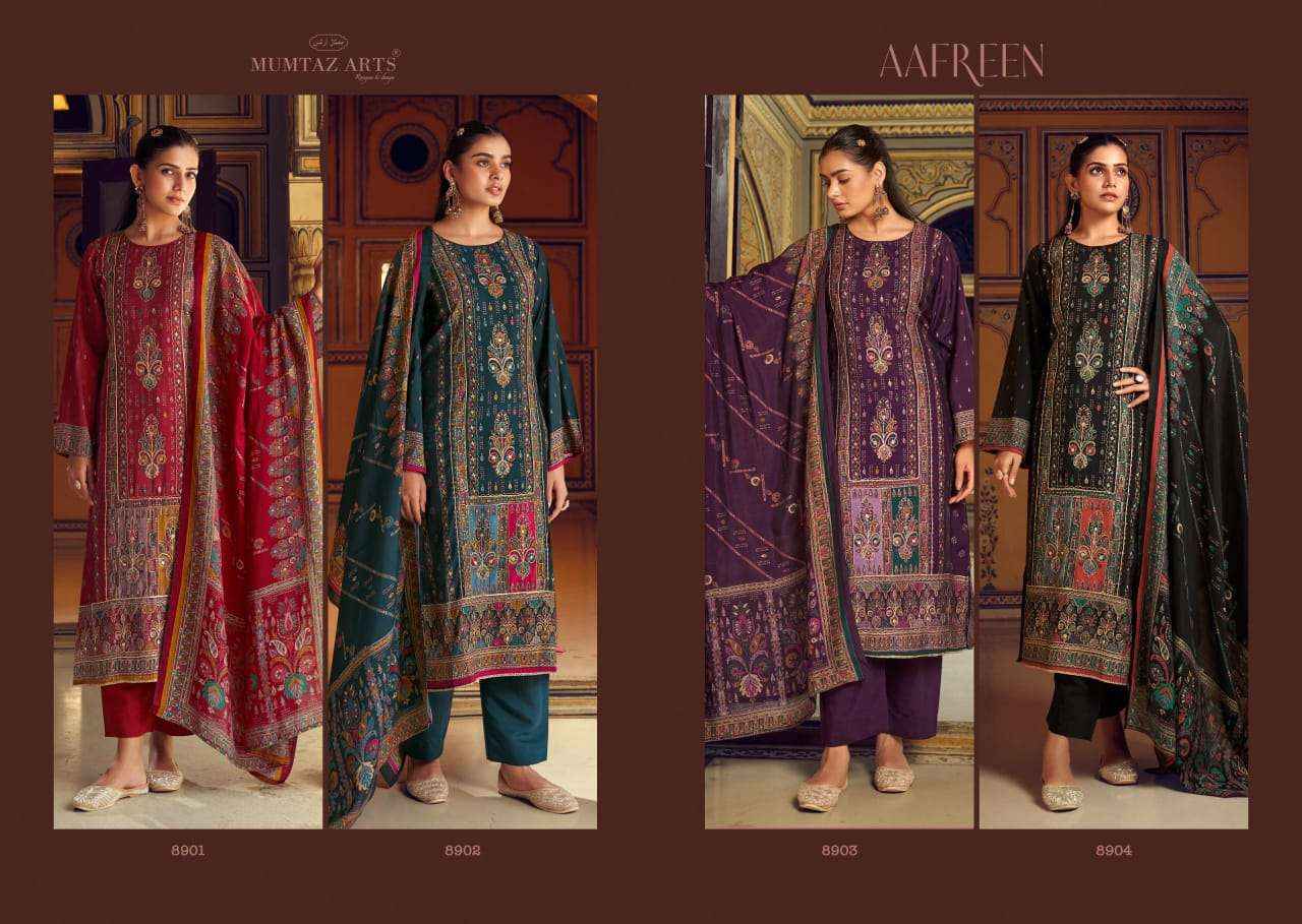 Mumtaz Arts Aafreen Fancy Viscose Muslin Salwar Suit Wholesale Price ( 4 Pcs Catalog )