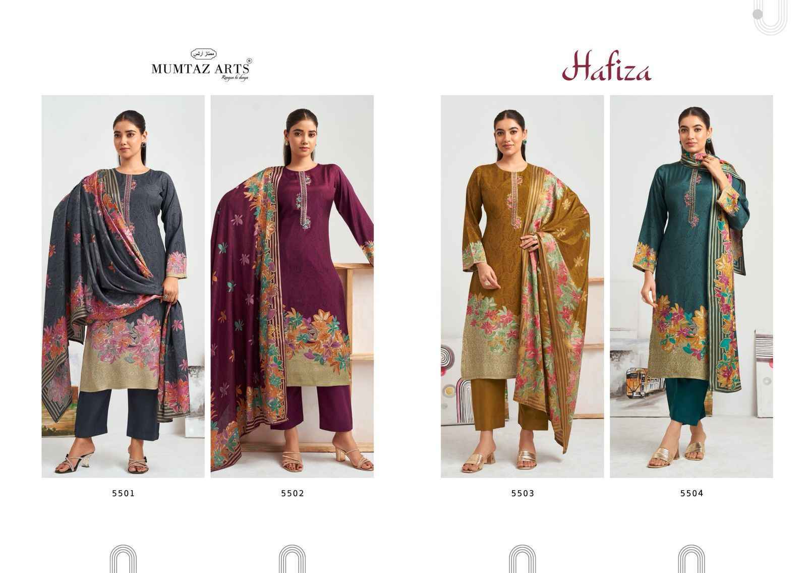 Mumtaz Arts Hafiza Viscouse Muslin Dress Material wholesale Price ( 4 pcs Catalogue )