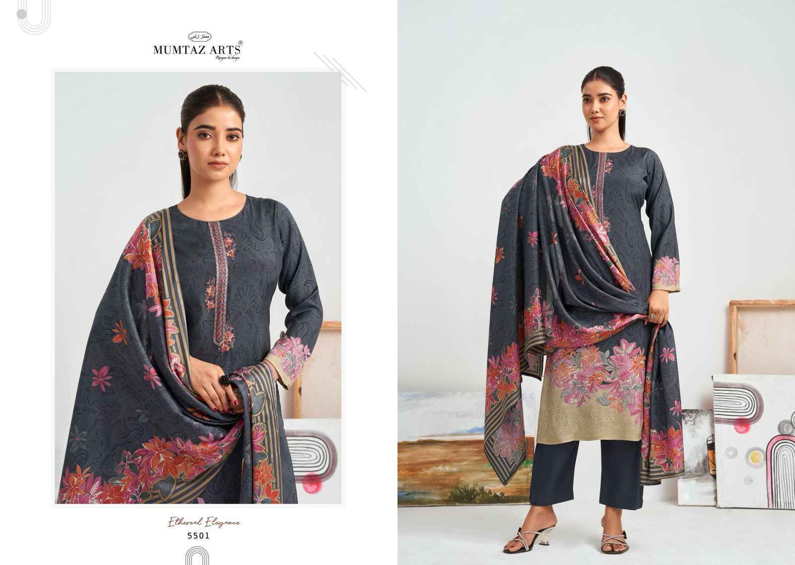 Mumtaz Arts Hafiza Viscouse Muslin Dress Material wholesale Price ( 4 pcs Catalogue )