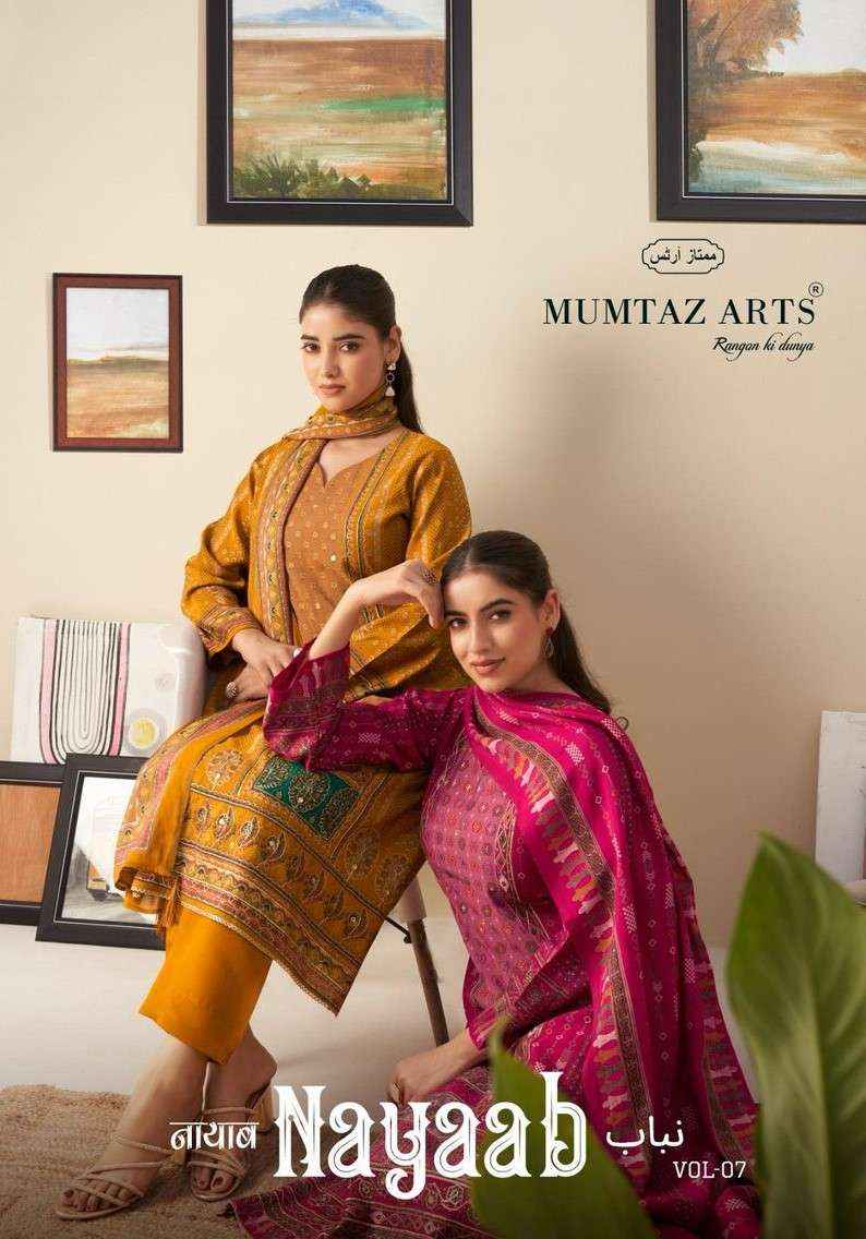 Mumtaz Arts Nayaab Vol 7 Fancy Handwork Muslin Dress Latest Catalog Wholesale Price ( 6 Pcs Catalog )